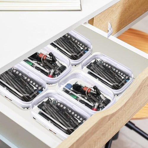 6 Pcs Clear Hard Zipper Pouches for Multipurpose Use